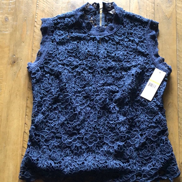 Nanette Lepore Tops - Nanette Lepore Dark Blue Eyelet Top